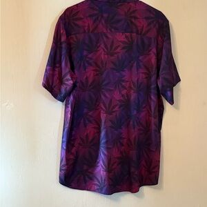 DIXXON Purple Casual Button Down Shirt with Tropical Print